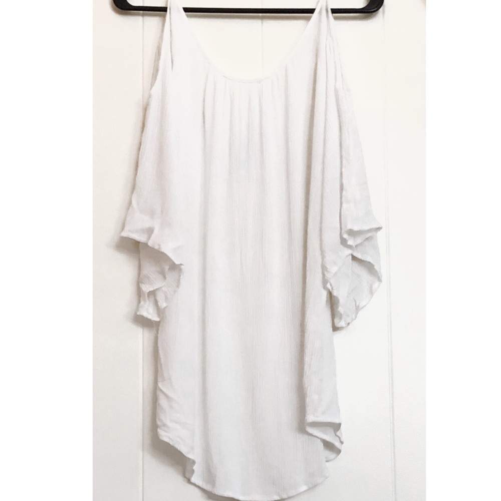 White Shoulder Cut Out Beach Coverup